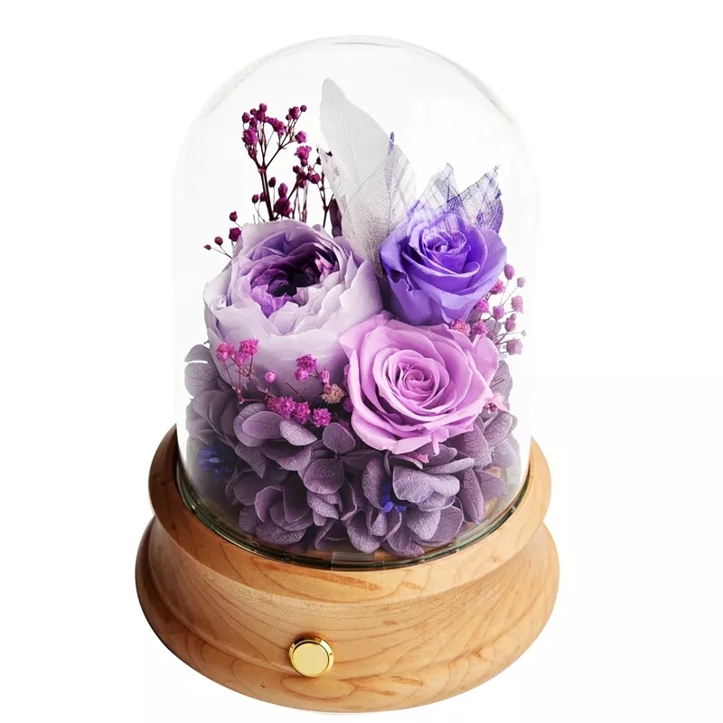 Yunnan Wholesale Cheap Eternal Flowers, Real Flowers Preserved Rose in Glass Dome Bluetooth Speaker