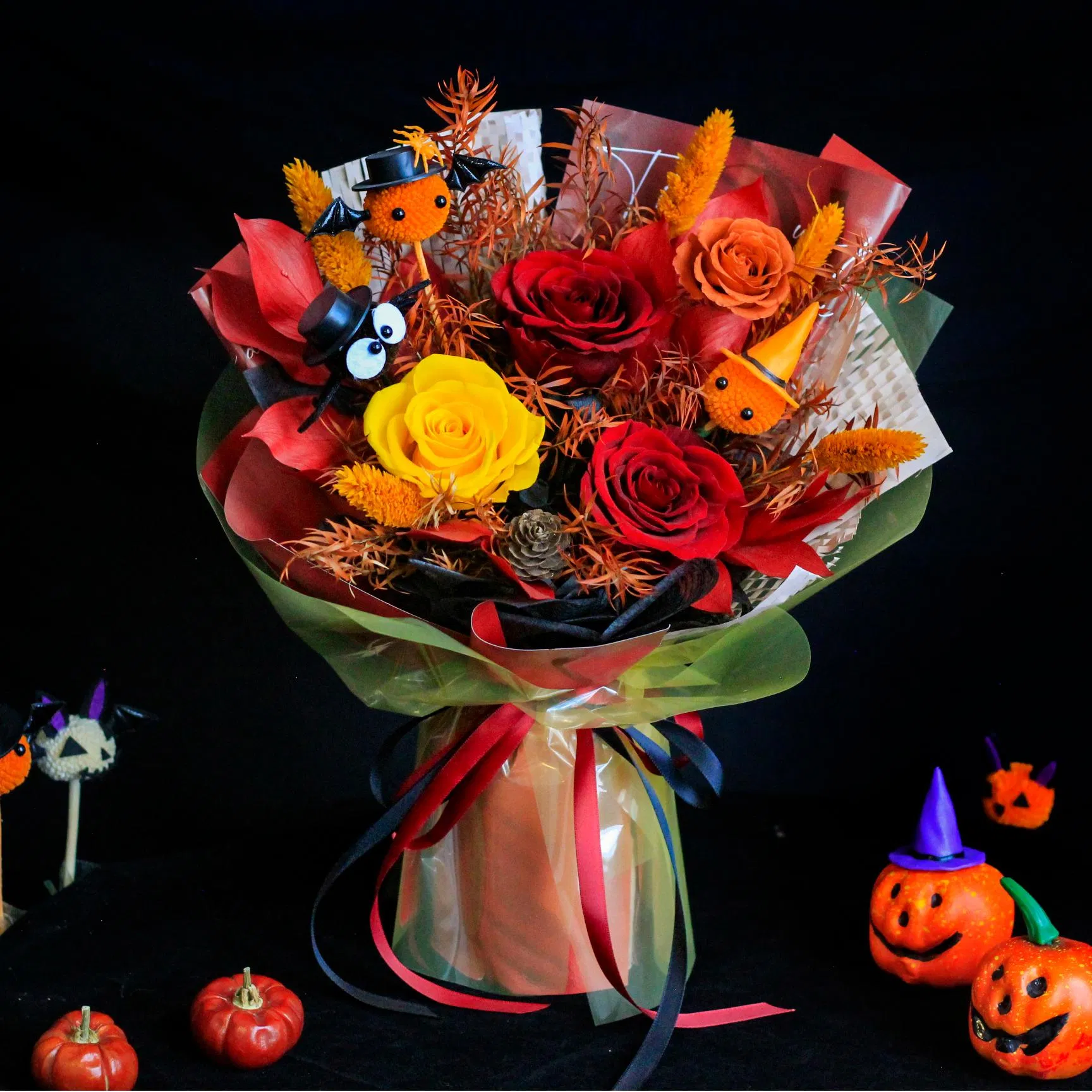 Factory New Arriving All-Saints Day Wholesale Preserved Roses Bouquet Natural Longlasting Eternal Preserved Flower Bouquet for Hallowmas Day