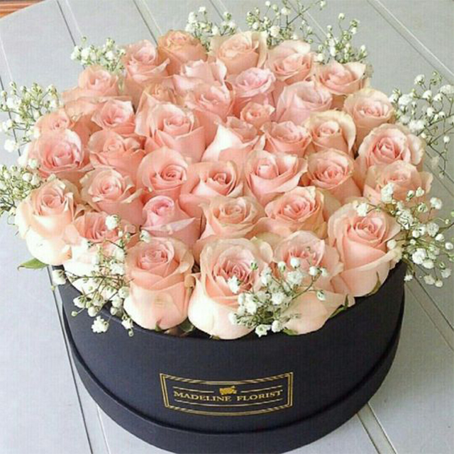 Luxury Round Flower Box for Decorative Flower, Paper Round Wedding Gift Hat Box for Decorative Rose Packaging