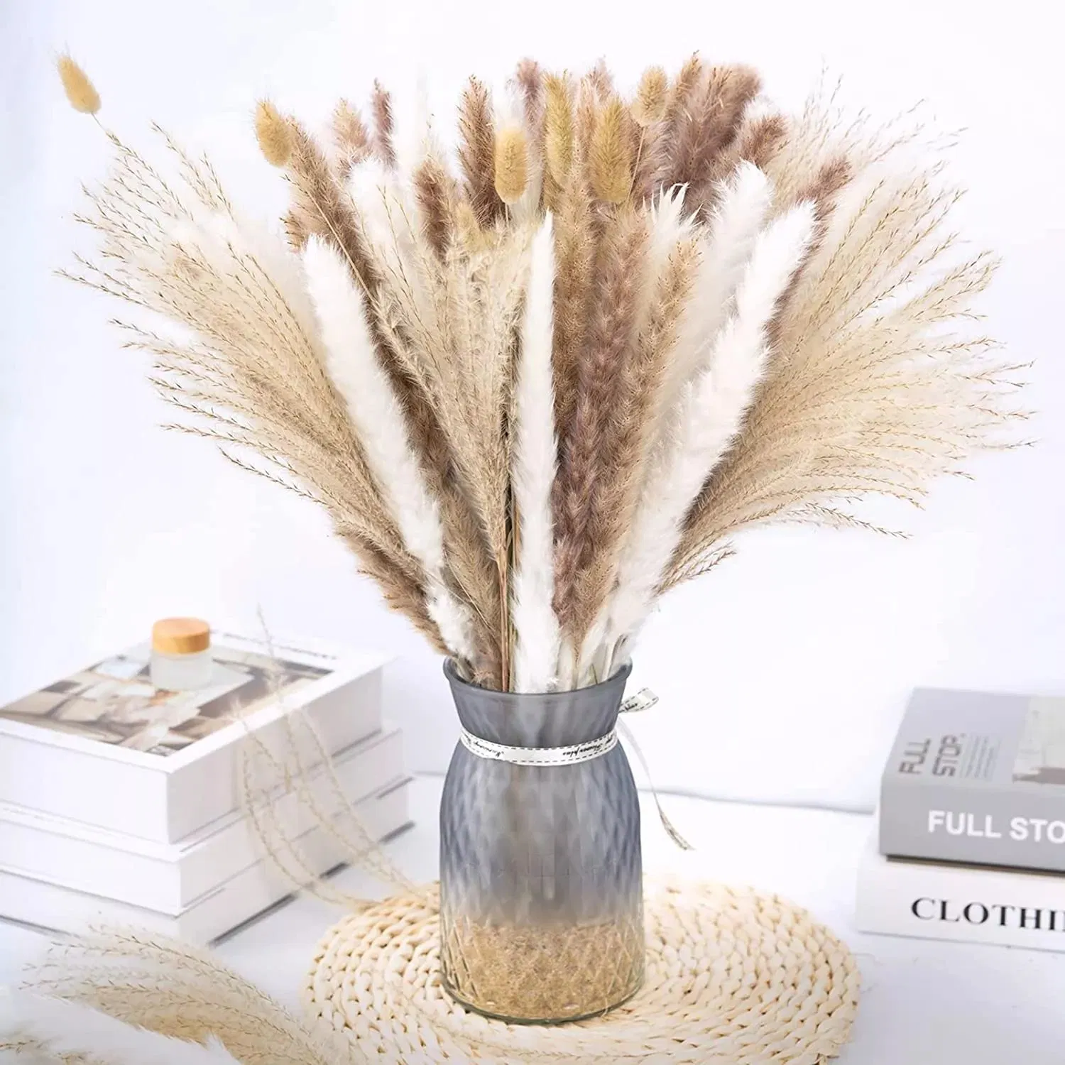 Customized Boho Style Home Decoration Natural Bunny Tail Reeds Pampas Grass Small Dried Flower Bouquet