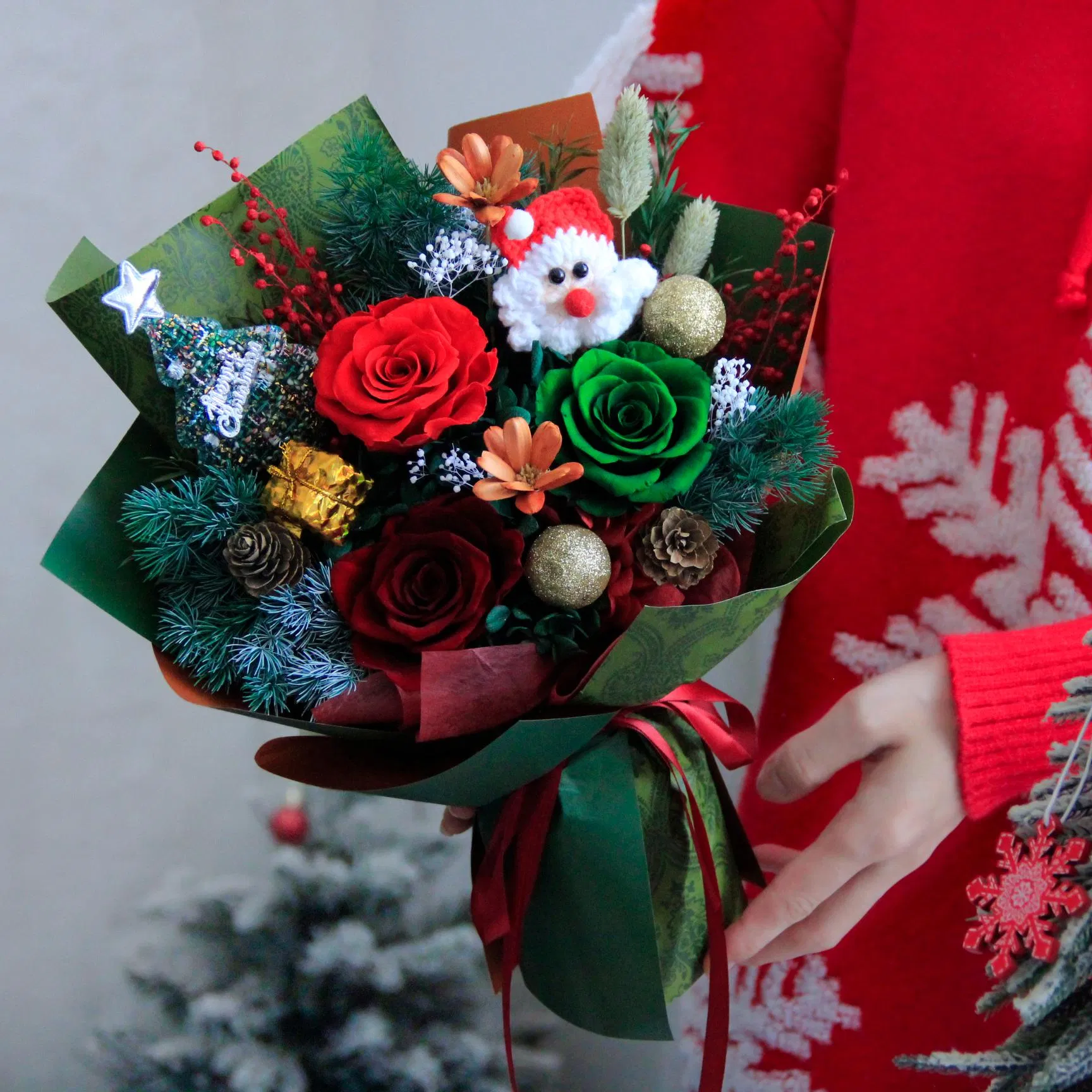 10years+ Manufacturers Wholesale Preserved Roses Bouquet for Christmas Day Natural Forever Flowers Dried Flower Bouquet Eternal Roses Bouquet
