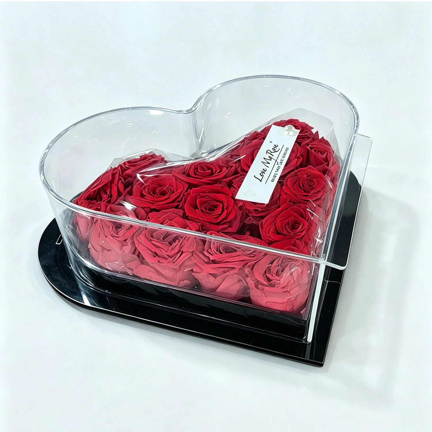 Custom Wholesale Eternal Rose Flower Box Gift Flower Container High Transparency Acrylic Heart-Shaped Floral Box Arrangement Valentine's Day Gift Box