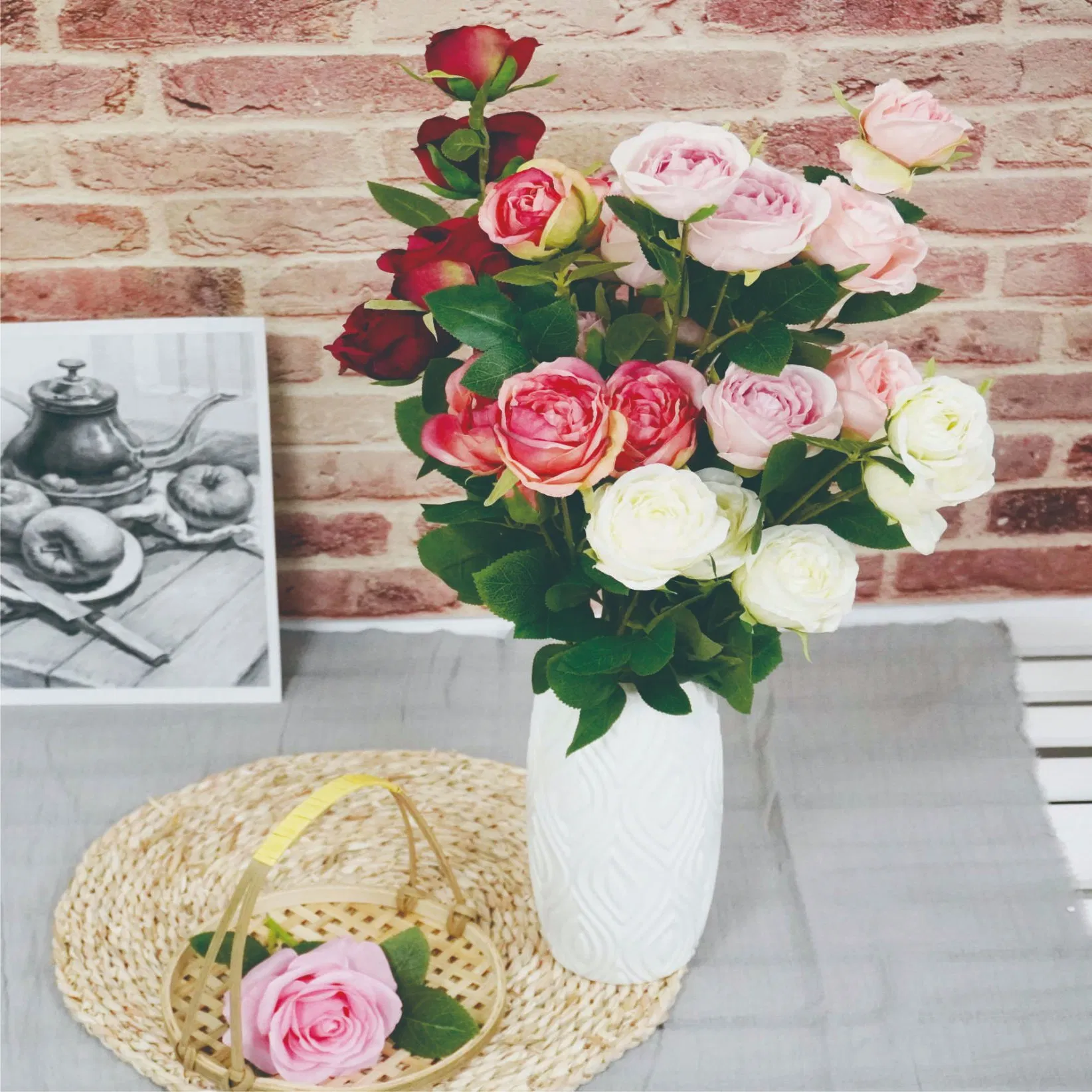 6-Head Preserved Rose Bouquet Wholesale Artificial Flower Plant for Party Event Decor