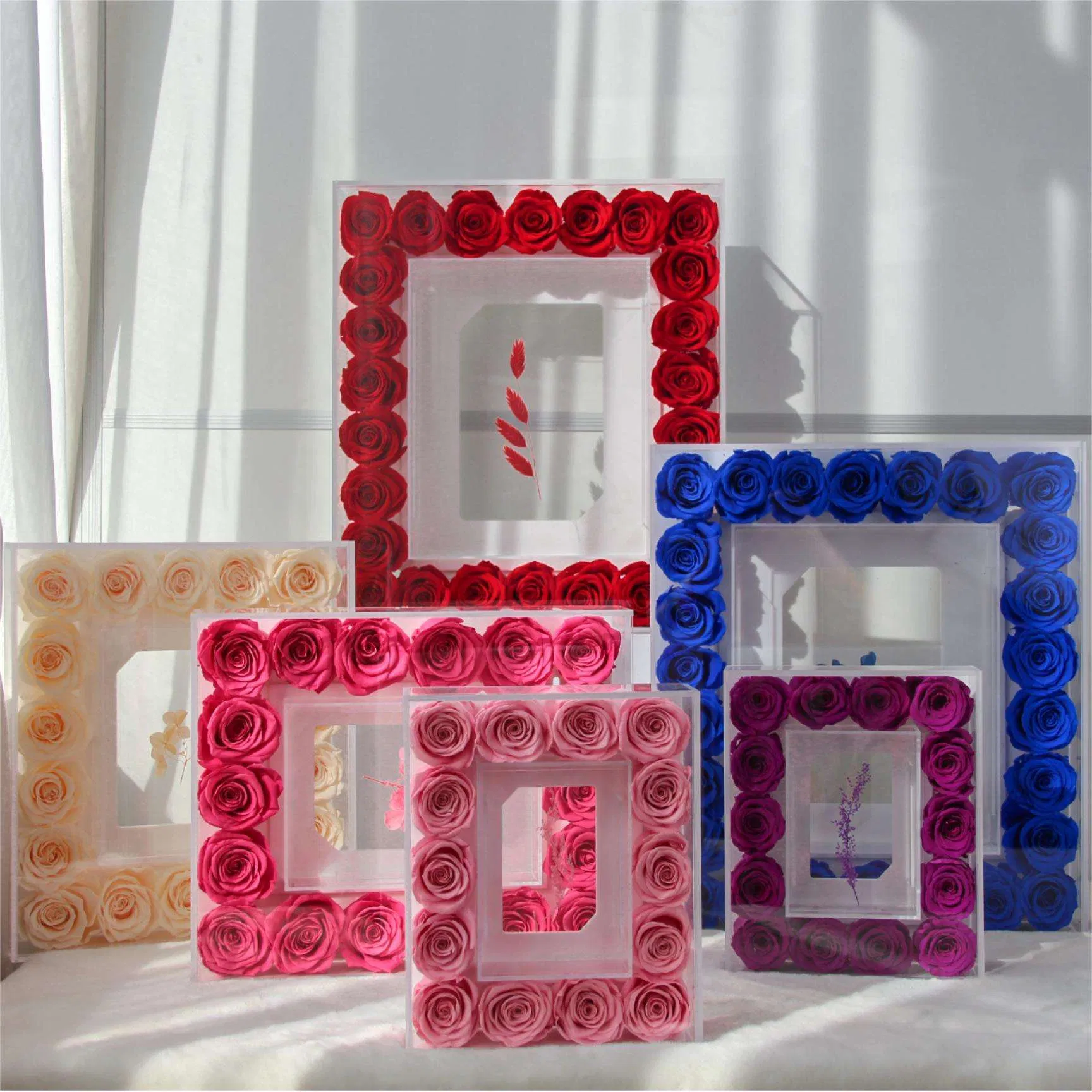 Valentine's Day Gift Empty Preserved Roses Acrylic Picture Frame Long Lasting Real Immortalforever Preserved Rose Frame